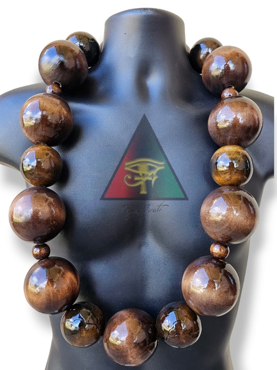 The Akuma Two Toned Wooden Necklace/ Large Wooden Bead Necklace for Men 