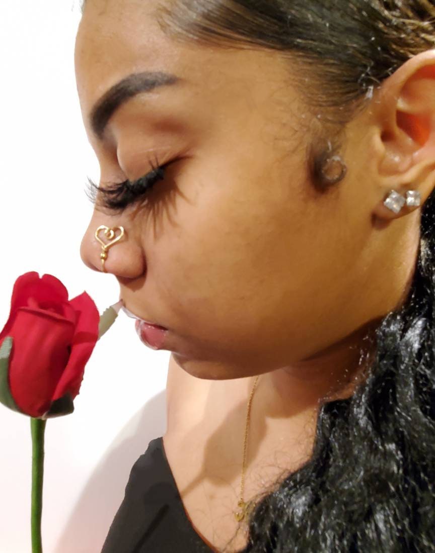 Love is In the Air Heart Shaped Nose Cuff. No piercing needed.  Heart…