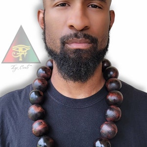 The Akuma Two Toned Wooden Necklace/ Large Wooden Bead Necklace for Men