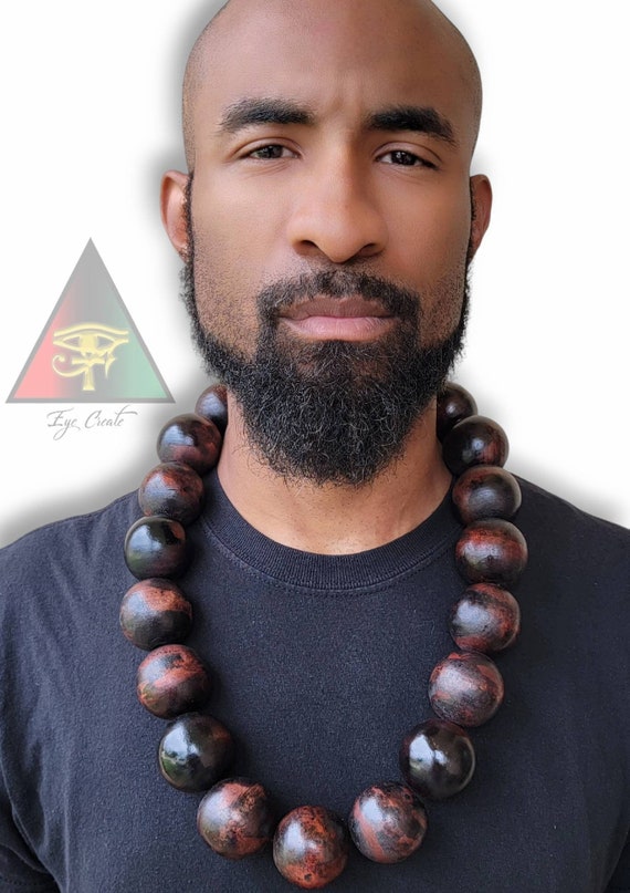 The Akuma Two Toned Wooden Necklace/ Large Wooden Bead Necklace for Men 