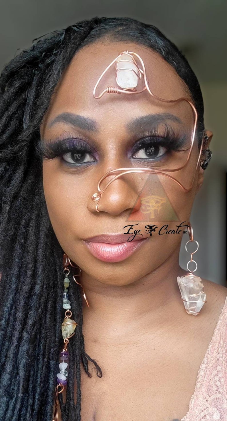 Crystal and Copper Wire Goddess Face Mask and Earring Copper Etsy