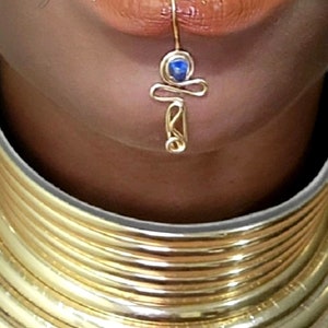 ORIGINAL DESIGN Crystal Ankh Afrocentric Lip Cuff/ No Piercing Needed/ Ankh Lip Cuff With Or Without Crystal image 2