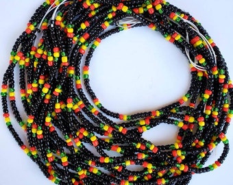Guyana Flag African Waist Beads For Weight Loss Tie Around Waist Beads Cotton Tie Rasta Waist Beads Rasta Waist Beads Plus Size Waist Beads