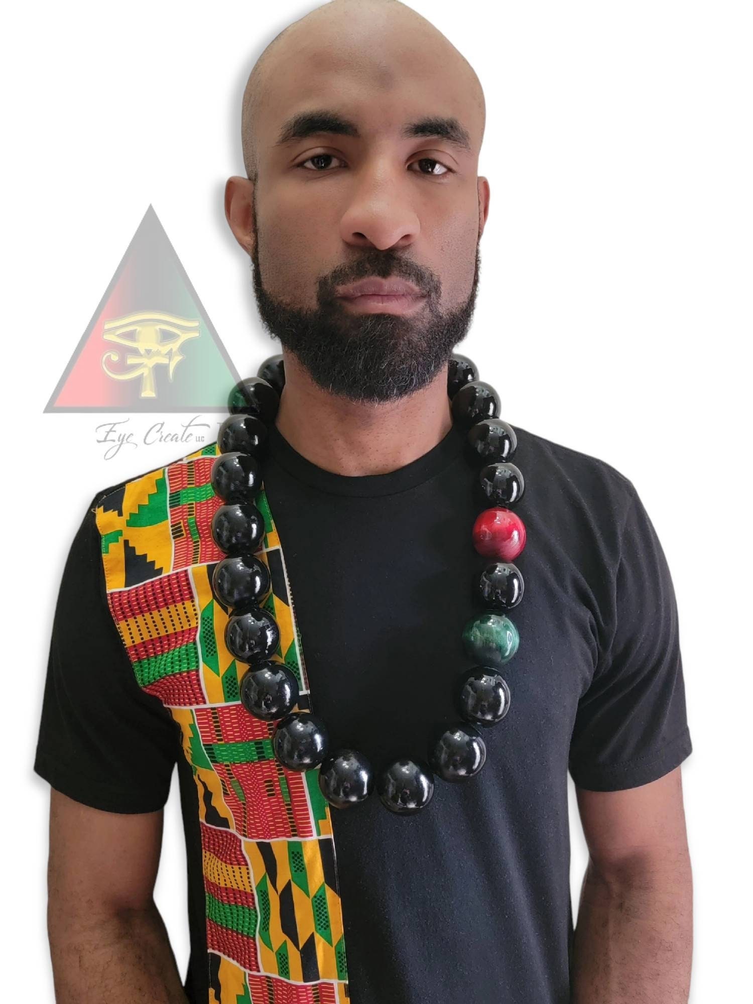 High Gloss Black Wooden Bead Necklace - Akuma Pan Afrikan Style - Etsy
