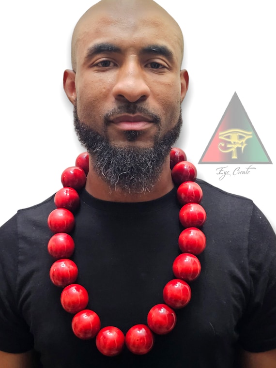 The Akuma Two Toned Wooden Necklace/ Large Wooden Bead Necklace for Men 