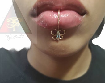 Swarovski Crystal Butterfly Lip Cuff Body Jewelry Butterfly Lip Rings no Piercing Needed