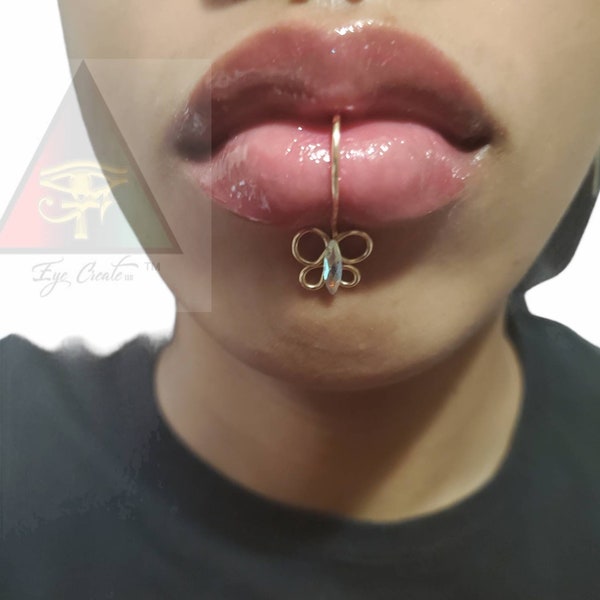 Swarovski Crystal Butterfly Lip Cuff Body Jewelry Butterfly Lip Rings no Piercing Needed