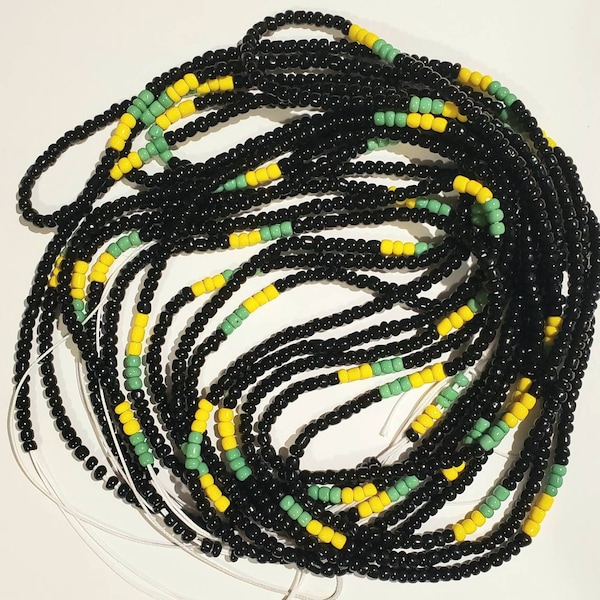 Jamaican Flag Waist Beads: Cotton Tie-On Weight Tracker