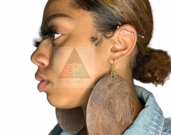 In Your Face Extra Large Oval Wooden Earrings Wooden Earrings