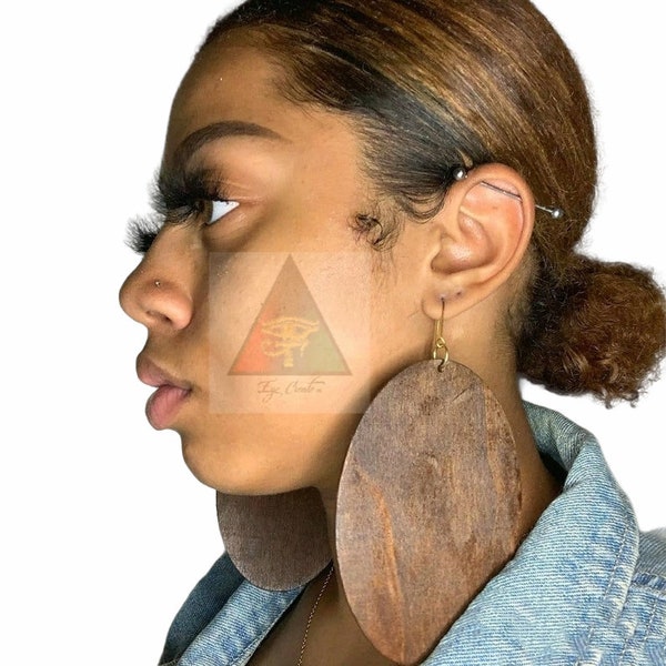 In Your Face Extra Large Oval Wooden Earrings Wooden Earrings