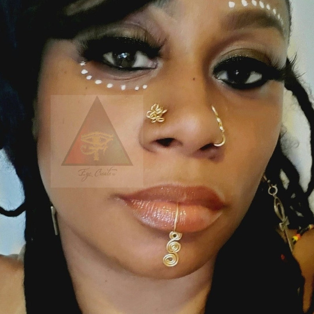 Tribal Swirl Lip Jewelry Afrocentric Lip Jewelry Lip Cuff No Piercing