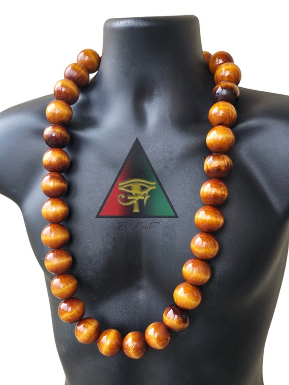 Big Boss Long wooden Bead necklace, High glossed prayer beads, Akuma necklace, long wooden necklace, men's jewelry