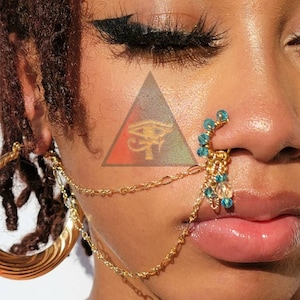 Mystic Vybes Chandelier Nose Cuff or Nose Ring WITH Double Chain Set