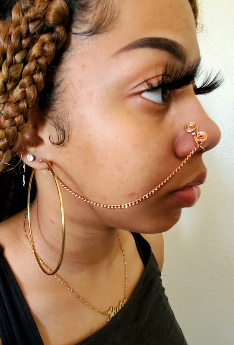 Handmade Copper Nose Cuff With Chain With or Without Earring Etsy
