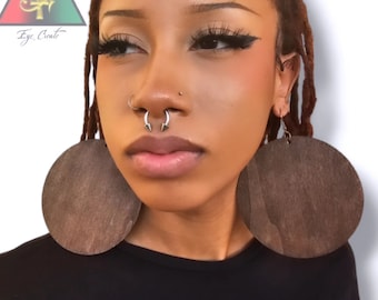 Extra Large Hand-Painted Wooden Circle Earrings