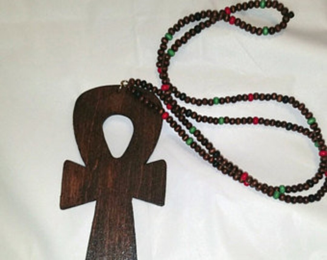 Wooden RBG Ankh Necklace Ankh Necklace Handmade Pan African