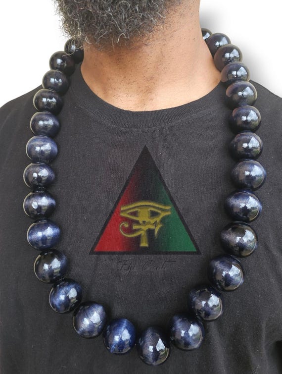 Big Boss Long wooden Bead necklace, High glossed prayer beads, Akuma necklace, long wooden necklace, men's jewelry