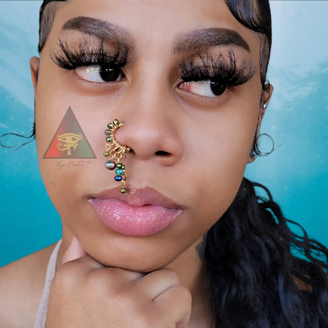 Colors of the Sea Dangling Nose Cuff or Nose Ring Mermaid Nose Ring or