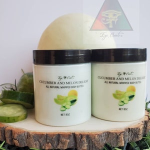 Cucumber and Melon Delight All Natural Whipped Body Butter Homemade Body Butter Vegan and Cruelty Free Body Cream Cucumber Melon Body Butter