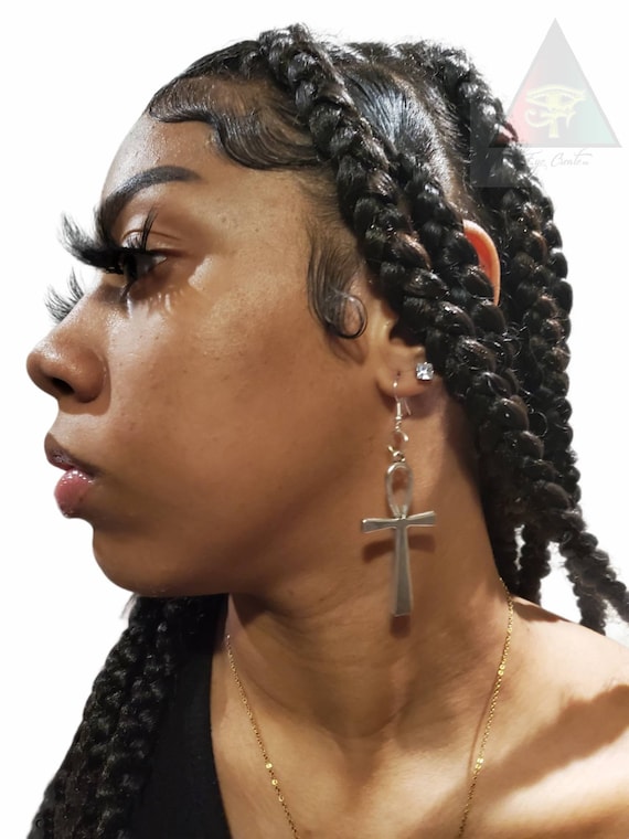 Dangling ankh earring deals