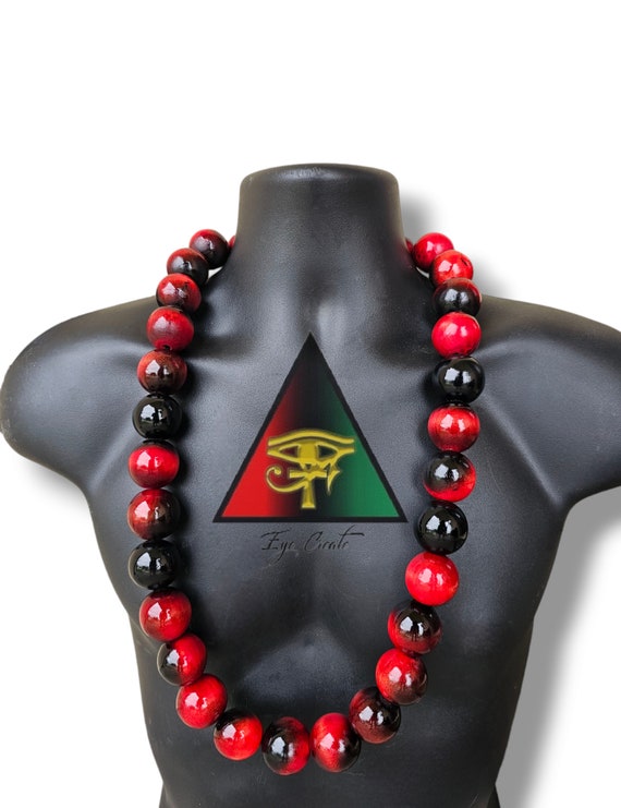 Big Boss Long wooden Bead necklace, High glossed prayer beads, Akuma necklace, long wooden necklace, men's jewelry