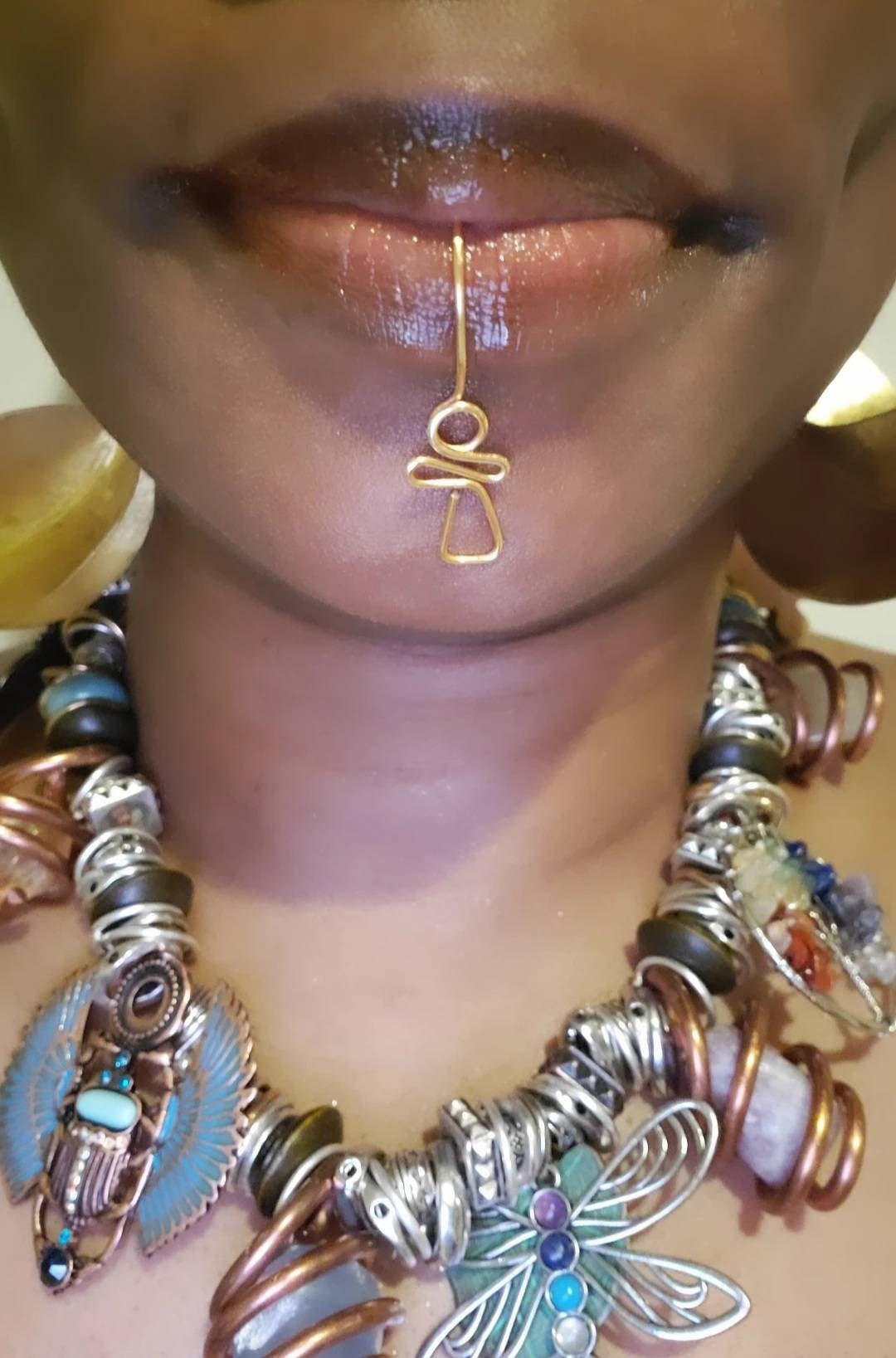 Ankh Afrocentric Lip Jewelry Lip Cuff No Piercing Needed Ankh Lip Rin…