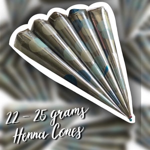FRESH HENNA CONES - 25 Grams Organic Henna - Organic Mehndi Cones - Natural Ingredients - Henna Tattoo Cone - Dark Henna Cones