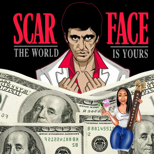 Scarface 20oz straight tumbler wrap/ Sublimation wrap PNG