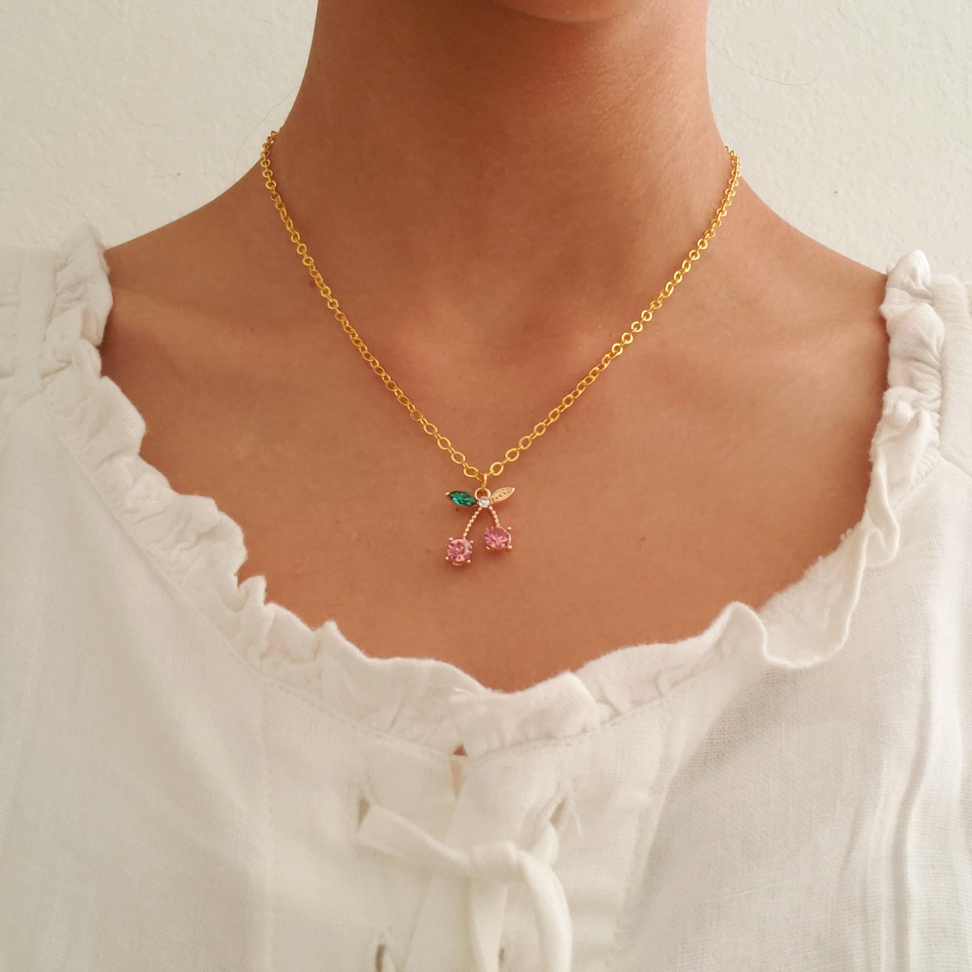 Cherry charm necklace clearance