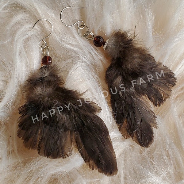 Bird Wing Earrings / Mummified Bird Wing Earrings / Real Mummified Chicken Wing Earrings / Feather Earrings