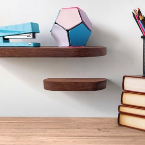 Thin Mahogany Floating Shelf with Rounded Corners