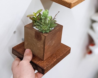 Small Square Display Shelf in Mahogany | Trinkets, Plants, Keys, Candles, Wall Décor