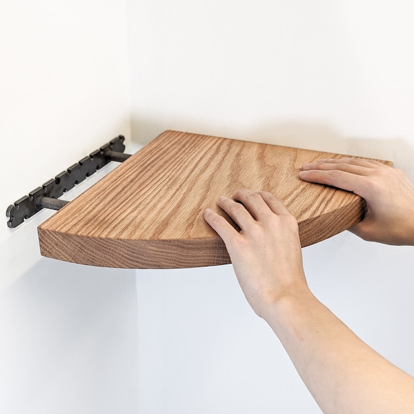 Floating Corner Shelves in Thick Oak Solid Wood