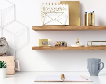 Custom Floating Shelves | Medium | Pick your size | Oak | Plants, Books, Keys, Candles, Wall Décor | Boho Minimalist