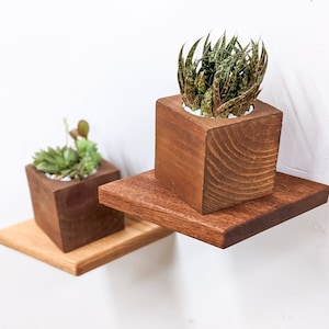 Floating Shelves | Small Rhombus Mahogany | Plants, Keys, Candles, Wall Décor | Boho Minimalist