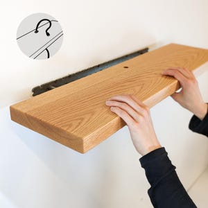 Thick Oak Floating Shelf with Grommet Hole for Cable Management