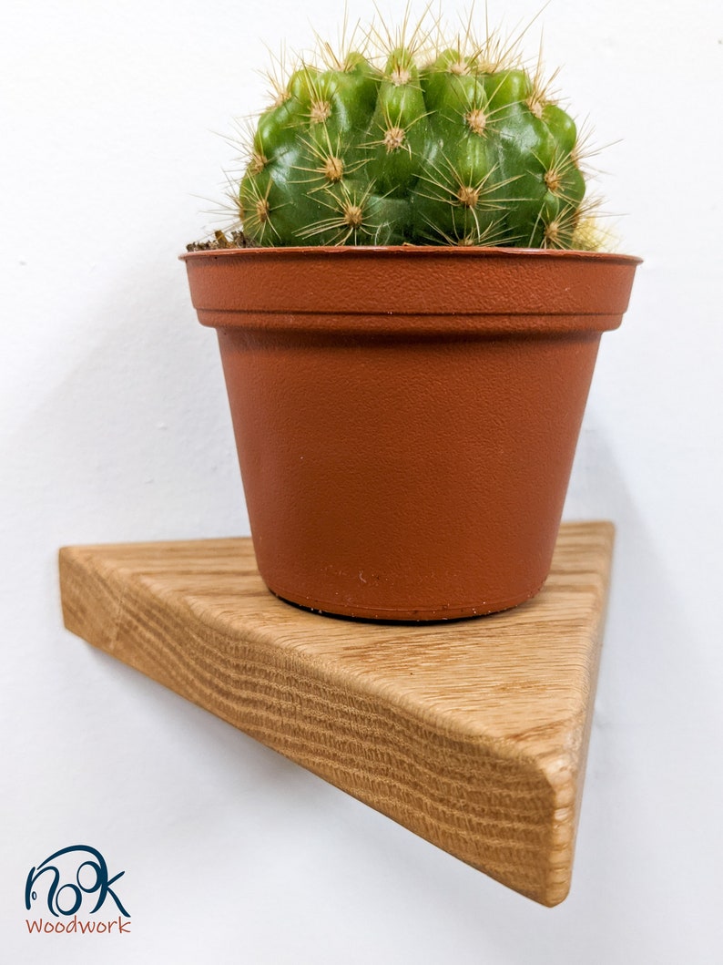 Floating Shelves Small Triangle Oak Plants, Keys, Candles, Wall Décor Boho Minimalist image 3