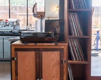 Vinyl Record Player Table, Shelf, and Cabinet