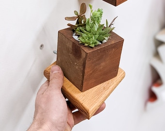 Small Rhombus Display Shelf in Oak | Trinkets, Plants, Keys, Candles, Wall Décor