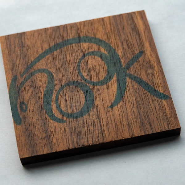 NookWoodworking Coasters | Walnut or Mahogany | Stamped Blue