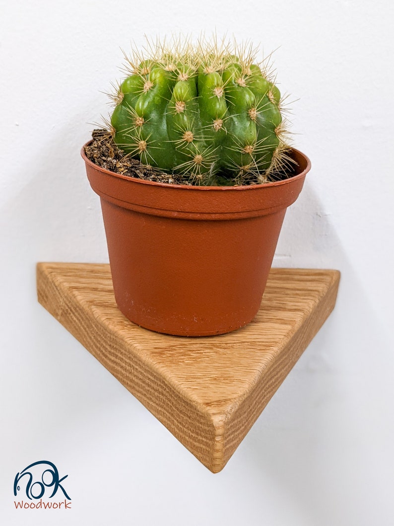 Floating Shelves Small Triangle Oak Plants, Keys, Candles, Wall Décor Boho Minimalist image 5