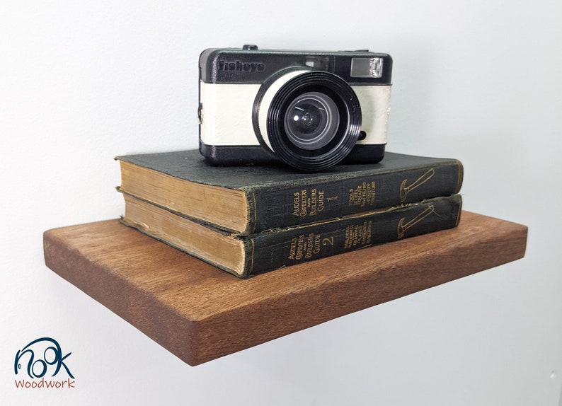 mahogany solid wood floating shelves