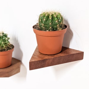 Small Triangle Display Shelf in Mahogany | Trinkets, Plants, Keys, Candles, Wall Décor