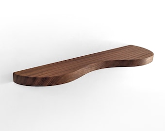Double Curve Thick Mahogany Floating Shelf