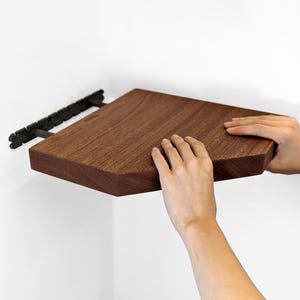 Floating Corner Shelves with Straight Edges in Mahogany
