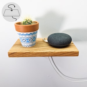 Oak Floating Shelf with Hole for Cable Management | Speakers, Chargers, Cords