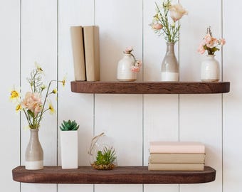 Thin Mahogany Floating Shelf with Rounded Corners