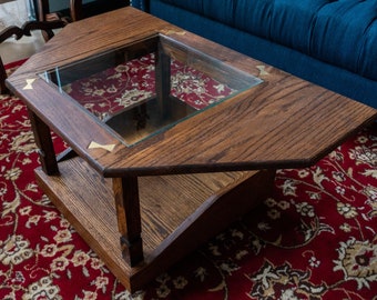 Collapsible Coffee Table | Walnut and Brass Dovetail Inlays | Intricate High-End