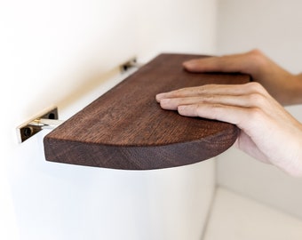 Thin Mahogany Floating Shelf with Rounded Corners