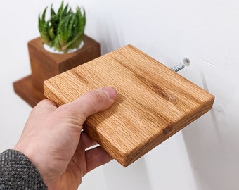 Floating Shelves | Small Square Oak | Plants, Keys, Candles, Wall Décor | Boho Minimalist